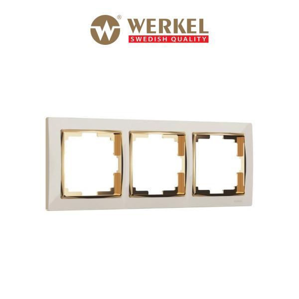 Рамка для розетки / выключателя на 3 поста Werkel W0031932 Snabb слоновая кость/золото