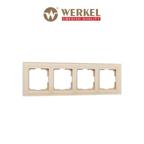 Рамка для розетки / выключателя на 4 поста Werkel W0041111 Favorit шампань стекло