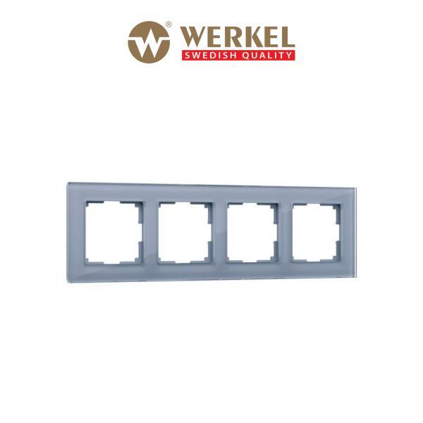 Рамка для розетки / выключателя на 4 поста Werkel W0041115 Favorit серый стекло