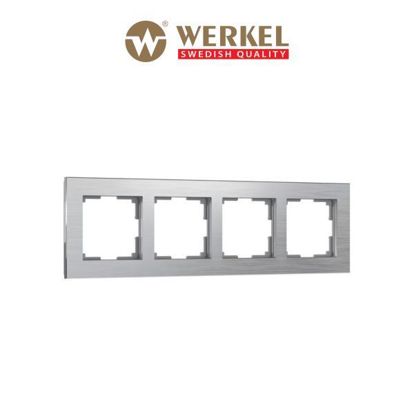 Рамка для розетки / выключателя на 4 поста Werkel W0041706 Aluminium алюминий