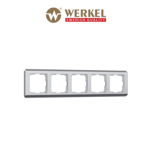 Рамка для розетки / выключателя на 5 постов Werkel W0052106 Stream серебряный пластик
