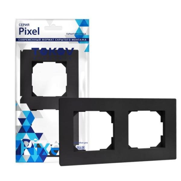 Рамка двухместная TOKOV ELECTRIC, Pixel, универсальная, черный