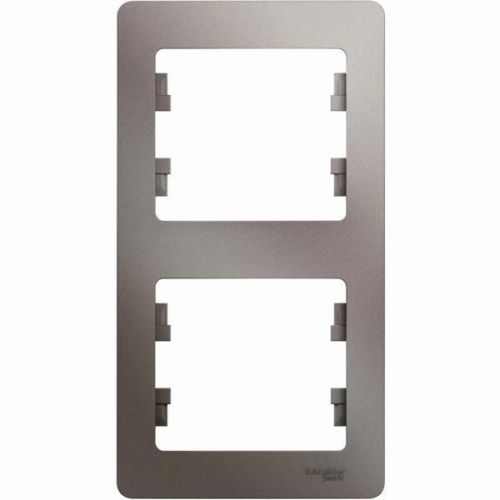 Рамка Schneider Electric Glossa 2 поста вертикальная. Платина
