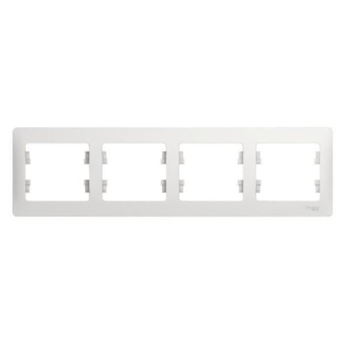 Рамка Schneider Electric Glossa 4 поста горизонтальная. Белая
