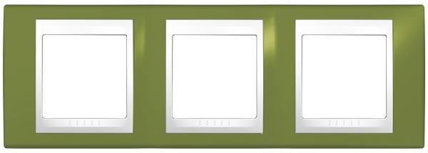 Рамка Schneider Electric Unica 3-ая горизонтальая Хамелеон Фисташковый/Белая
