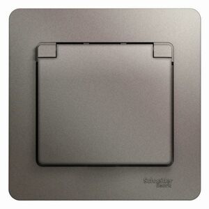 Розетка 1-м СП Glossa 16А IP20 250В с/з с шторками с крышкой в сборе с рамкой платина