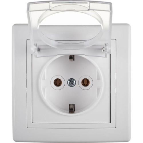 Розетка Aling-conel PRESTIGE 16A 250В с крышкой и поликарбонатовой вставкой, белая 633.