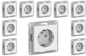 Розетка белая с заземлением (10 шт.) Schneider Electric AtlasDesign механизм розетки