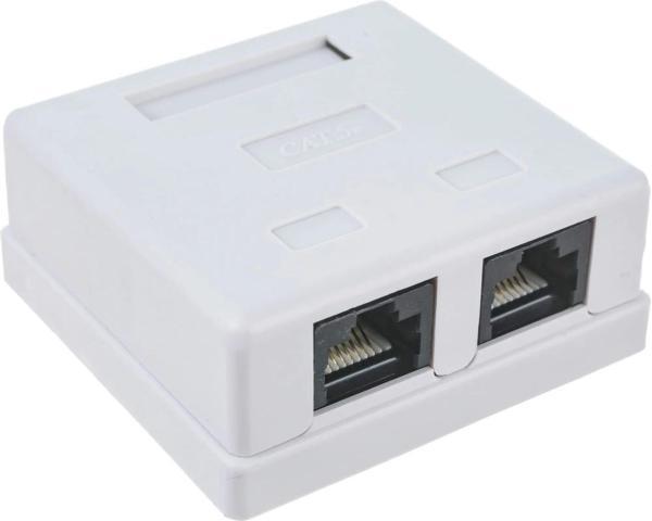 Розетка Hyperline SB1-2-8P8C-C5E-SH-WHRJ45 2 кат.5E FTP бел. упак.1шт