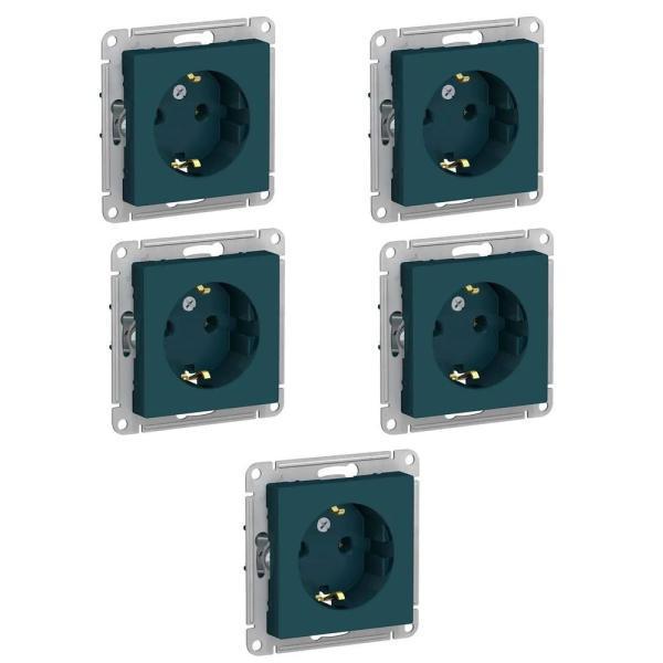 Розетка изумруд с заземлением (5 шт.) Schneider Electric AtlasDesign механизм розетки