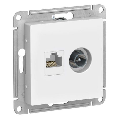 Розетка телевизионная/компьютерная Schneider Electric ATN000189 2-местная, RJ45, TV, белая