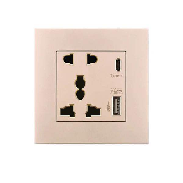 Розетка YouSmart Wall Socket 5 PINS USB-A Type-C Gold
