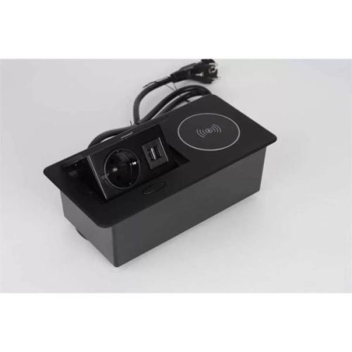 SETE Выдвижная розетка выдвижной блок розеток с 1 EURO розеткой, 2 USB, беспроводная заряд