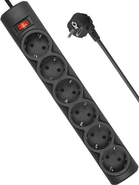 Сетевой фильтр Defender DFS 151, 1.8м, черный 99494