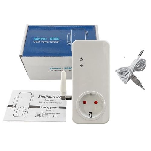 SimPal GSM розетка Simpal S260-T с выносным температурным датчиком 2м.
