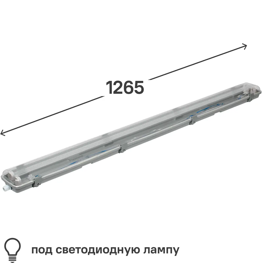 Светильник линейный влагостойкий IEK ДСП 2202 1200 мм 2хG13(T8), под светодиодную лампу