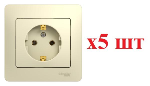 Systeme Electric Glossa Беж Розетка с/з (в сборе с рамкой) GSL000242 (5шт