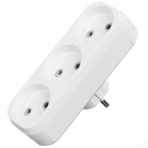 Тройник 3 гнезда 2 полюса без заземления плоский 6 А 250 В белый TDM Electric SQ1806-0027