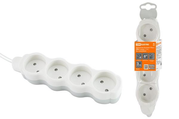 Удлинитель бытовой TDM ELECTRIC Люкс УЛ4, 1,5м, ПВС 2х0,75мм2 10А/250В SQ1303-0226