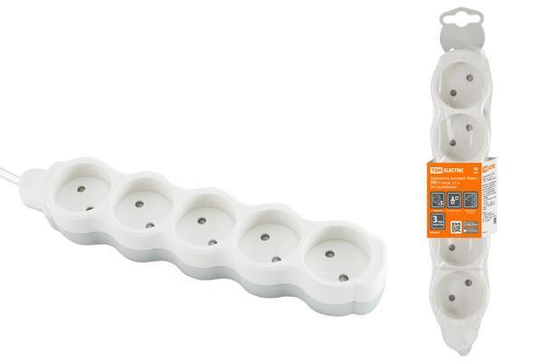 Удлинитель бытовой TDM ELECTRIC Люкс УЛ5, 1,5м, ПВС 2х0,75мм2 10А/250В SQ1303-0229