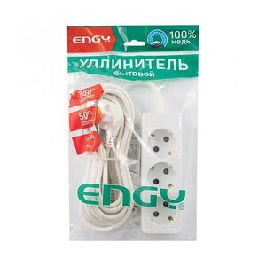 Удлинитель Engy Гранд, ПВС 3 x 0,75 мм, с заземлением, 3 розетки, 7 м, белый