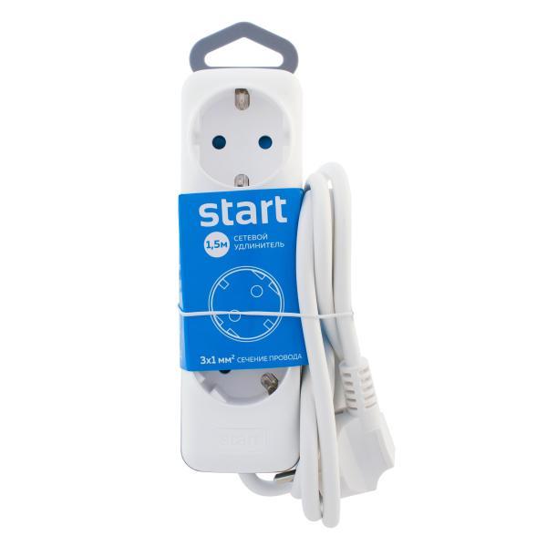 Удлинитель СТАРТ Comfort S 3x1 ZD, 3 розетки, 1,5 м, White/Grey