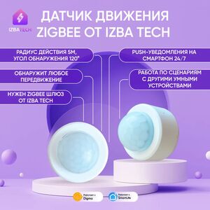Умный беспроводной датчик движения Zigbee от Izba Tech