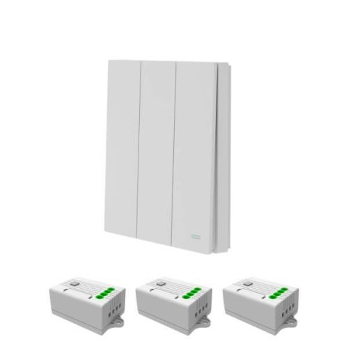 Умный беспроводной вык-ль GRITT Evolution 3кл. белый компл: 1 выкл, 3 реле 1000Вт WiFI