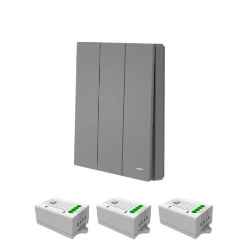 Умный беспроводной вык-ль GRITT Evolution 3кл. графит комп: 1 выкл,3 реле 1000Вт WiFI