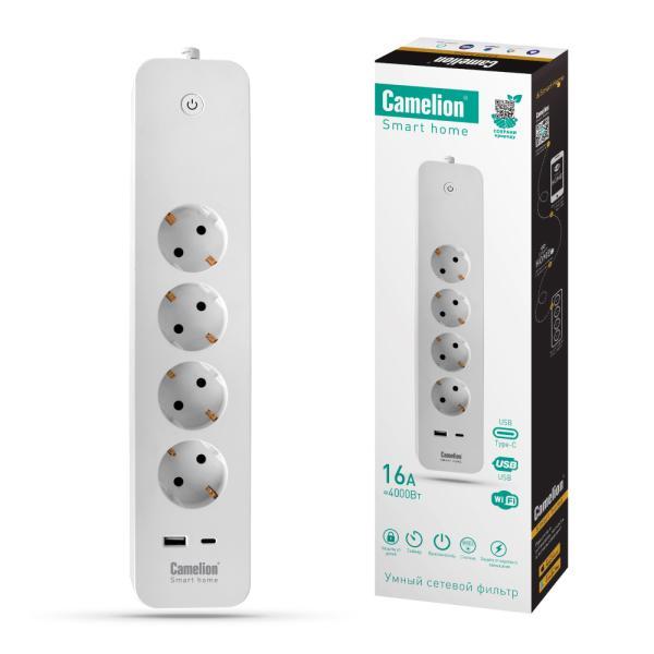Умный сетевой фильтр Camelion SZD/SH/4x1,5/WIFI Яндекс Алиса