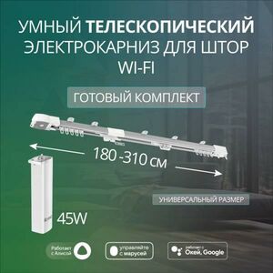 Умный телескопический WiFi электрокарниз Roximo