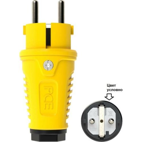 Вилка кабельная PCE 16A 220V 2P+E IP54 корпус желтый, маркер черный 0511-es